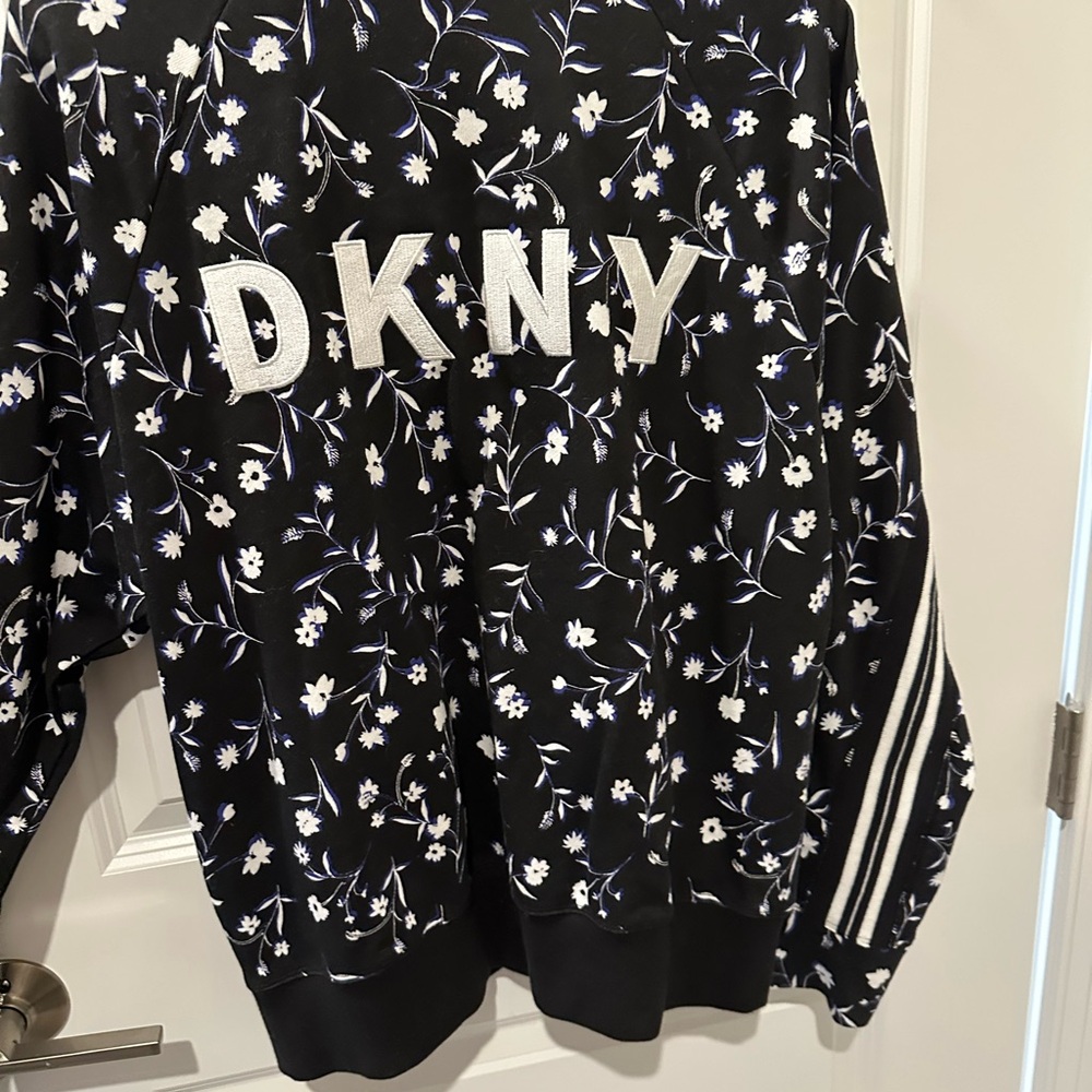 DKNY Black Floral Crewneck Jacket